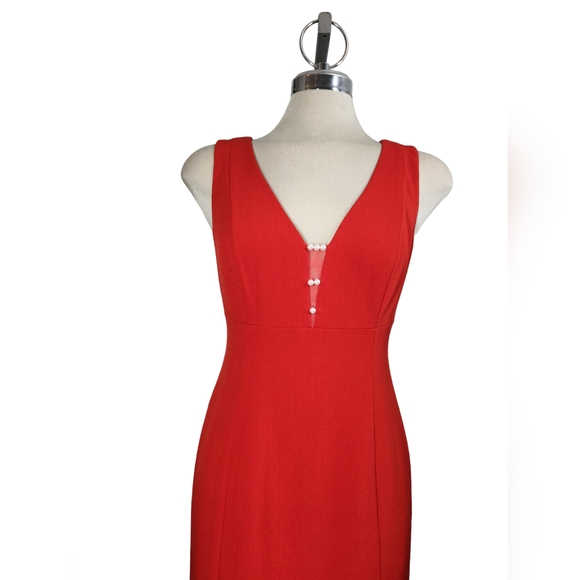 Karl Lagerfeld Paris size 2 elegant evening gown red with pearl embellishments - Picture 3 of 9
